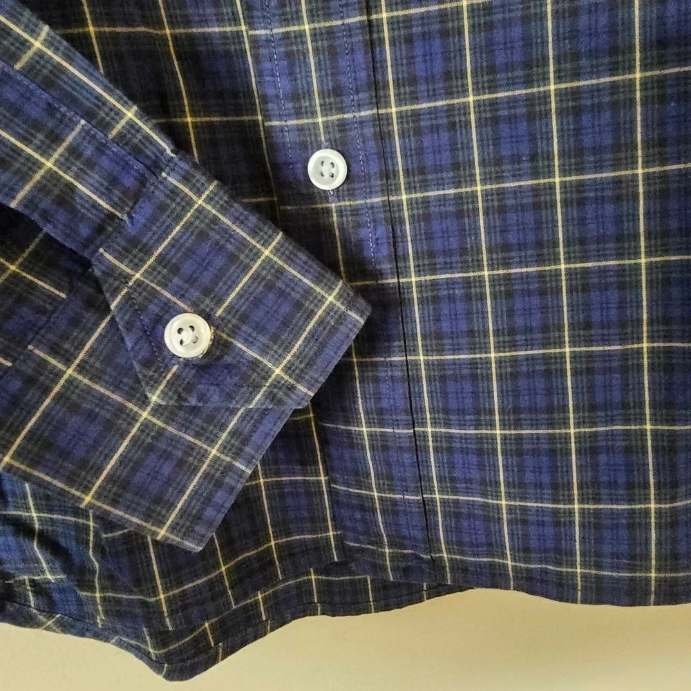 Ralph Lauren Sport kids long sleeve Shirt Size 8 Blue‎ Plaid Button Up